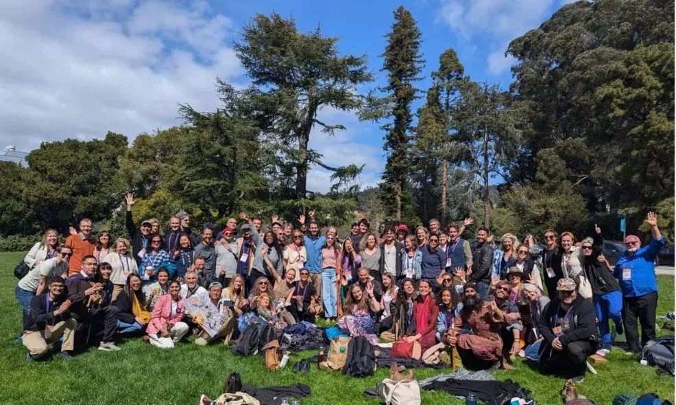 Community members gathered on a lawn