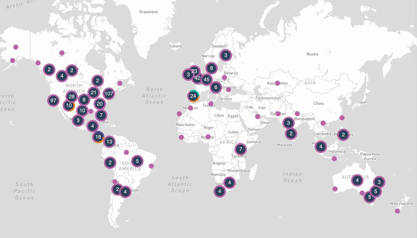 Map of Community of Practice members worldwide